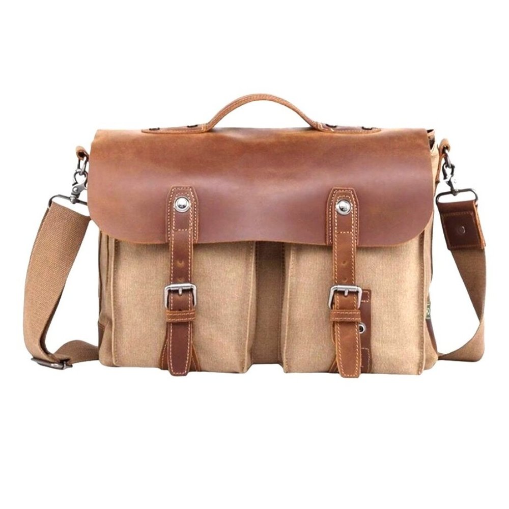 TSD Brand Hudson Canvas Messenger Bag - New With Defects